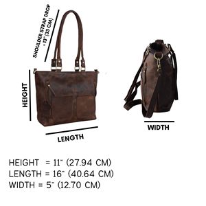 Women's Genuine Leather Vintage Style Tote Bag Zipper Closure Crossbody <b>Top</b> Handle Durable Lightweight 3L+ Capacity Handbag - Product Image 6