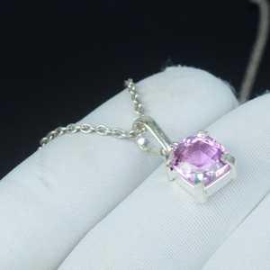 Pendentif délicat en kunzite rose, collier en argent sterling 925, petit bijou, pierre de naissance de février, cadeau - Product Image 2