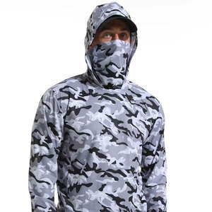 Sudadera de Pesca Profesional con Protección UV, 220g, Spandex, Poliéster, Estampado de Camuflaje, Manga Larga, con Máscara Facial - Product Image 1