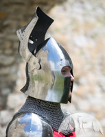 Casco Templario Medieval con Visera Barbuta Armor Casco Griego Plata Acabado Históricamente Recreación Casco Armadura Traje