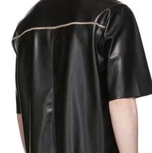 <b>Men's</b> Casual Leather Shirt with Horn Buttons and Turn-Down Collar 100% Leather Breathable & Eco-Friendly OEM Service - Product Image 5