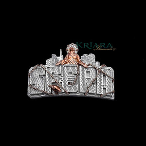 Pendentif Couronne Religieuse avec Visage de Christ, Lettre Hip-Hop, Pierre Moissanite, Plaqué Or Rose 14K/Argent 925, Breloque - Product Image 1