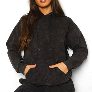Sudadera con Capucha para Mujer, Estilo Streetwear, Hombros Caídos, Tejido Grueso, Lavado Ácido, Hecha a Medida, Venta al por Mayor, Precio Económico - Product Image 4