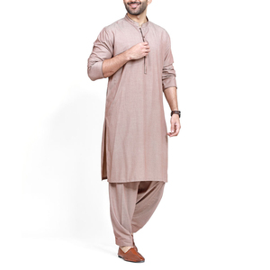 Shalwar Kameez décontracté pour homme, été/hiver, grande taille, séchage rapide, respirant, motif uni, tricoté, en coton indien gaufré, pour soirée - Product Image 3