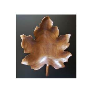 Bol en bois naturel de qualité supérieure, forme feuille, design élégant, pour la cuisine, décoratif et de service. - Product Image 1