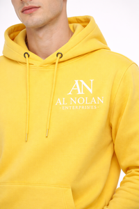 ชุดเสื้อฮู้ดดี้และกางเกงจ็อกเกอร์สีพื้นสำหรับผู้ชาย – ชุดลำลองสีเหลืองพร้อมโลโก้แบบกำหนดเอง - Product Image 2