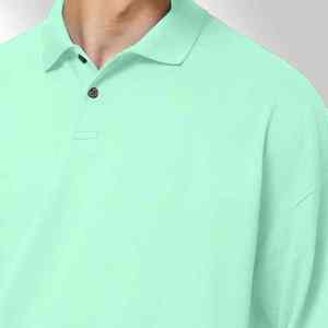 เสื้อโปโลผู้ชายสีเขียวอ่อนล้วน หลายขนาด 100% โพลีเอสเตอร์ แห้งเร็ว แขนสั้น พร้อมโลโก้ตามสั่ง - Product Image 6