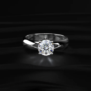 Bague solitaire en or blanc à coupe ronde au design tendance avec diamant de laboratoire pour homme, plaqué or 10/14/18 carats, certifié IGI - Product Image 1