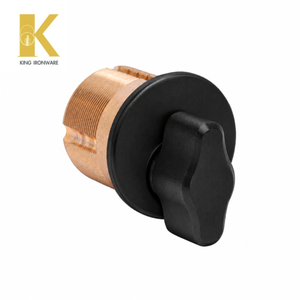 Cylindre à bouton de verrouillage King Mortise certifié ANSI, fonctionnement sans clé, laiton noir mat 25 mm pour portes d'entrée commerciales et résidentielles - Product Image 4