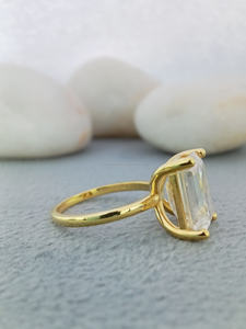 Bague de fiançailles classique solitaire taille émeraude 2,0 carats en or massif 18 carats blanc et jaune, diamant de laboratoire VVS, bijoux fins pour soirée - Product Image 3