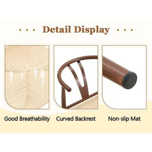 Set di 2 Sedie da Pranzo Stile Medievale a Forma di Y Wesborn, Struttura in Ferro Marrone e Seduta Intrecciata in Corda Naturale con Braccioli - Product Image 2