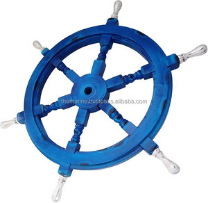 24 \ "fatti a mano blu colore nautico ruota della nave arte fantasia decorazione decorativa della parete per casa ufficio dipinto regalo nautico - Product Image 5