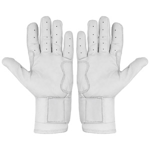 High Quality Baseball Batting Gloves <b>White</b> Leather Breathable Soft Grip Adjustable Wrist Sports Practice OEM Bulk Manufacturer - Product Image 2