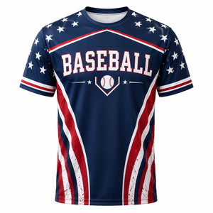 T-shirt de baseball pour homme, impression par sublimation, séchage rapide, jersey de sport en polyester, logo sur le devant, taille adulte - Product Image 1