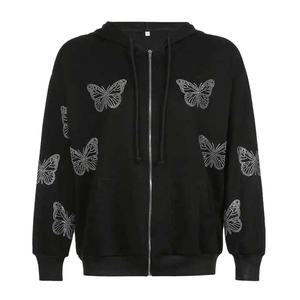 Sudaderas con capucha bordadas personalizadas más vendidas con cordón de mariposa ajustable Cremallera completa Nueva llegada de EE. UU. para el invierno - Product Image 1
