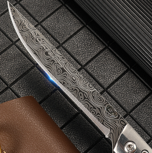 Handmade Industrial/DIY Grade <b>Folding</b> <b>Knife</b> 9 Inch Damascus Steel Wooden Handle Quick-Change Clip Point Blade OEM for <b>Utility</b> - Product Image 2