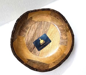 Bol de service en bois d'acacia naturel, artisanal, écologique, durable, design traditionnel chinois, motif écorce de mangue, bol à salade et à soupe - Product Image 3
