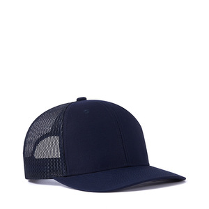 Casquettes de camionneur 5 panneaux en gros, nouvelle visière incurvée, bleu foncé, panneau avant en maille vierge, 100 % coton, unisexe, pour activités de plein air et voyages - Product Image 5