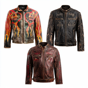 Veste en cuir vintage de haute qualité, très élégante et stylée - Product Image 1