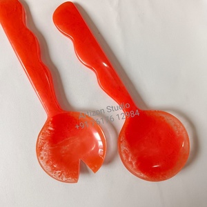 Top Selling Handmade Resin <b>Salad</b> <b>Tools</b> Server Set Elegant Wave Design Customizable Spoon Fork Dishwasher Safe Microwave Oven - Product Image 2