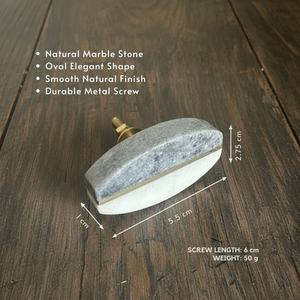 Pomo Ovalado de Mármol Natural |   Herrajes minimalistas para gabinetes de cocina, dormitorio, bar doméstico y cajones con tornillos para suministro OEM - Product Image 3