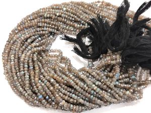Perles de Labradorite Naturelle Mystique Facettées Rondelles 3-4mm Vendues par Fil - Product Image 1