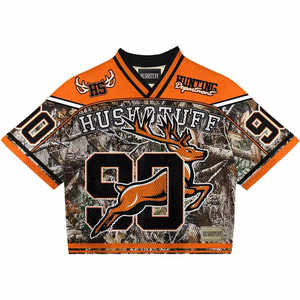 Custom Design Cropped Retro Camouflage Soccer Jersey Streetwear Wholesale Polyester Camo Boxy <b>Y2k</b> Mesh American Football Jersey - Product Image 6