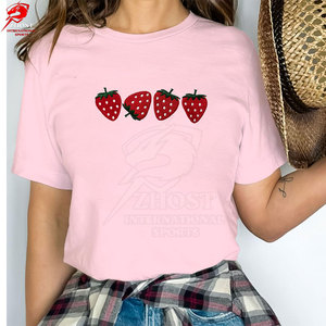 T-shirts en coton doux brodés pour femmes, décontractés et superposés, pour impression de logo personnalisé, OEM disponible - Product Image 6
