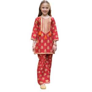 Customized <b>Kids</b> Summer Party Dresses Attractive Indian Style Shalwar Kameez Suits Embroidered Lawn Casual Womens dresses - Product Image 1
