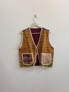 Chaleco Tradicional Hecho a Mano Estilo Kantha para Mujer, Chaqueta Boho - Product Image 2