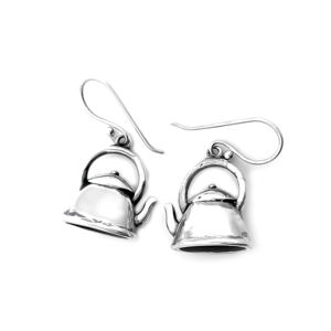 Boucles d'oreilles pendantes en argent sterling 925 pour femme, motif bouilloire à thé, serties de pierres, style bohème pour soirée - Product Image 2