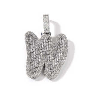 925 Sterling <b>Silver</b> Letter Pendant Round Brilliant Cut Diamond <b>Charm</b> <b>Silver</b> Plated Hip Hop Unisex Jewelry for Party - Product Image 1