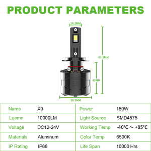 YUFING 100W 75W X9 H1 H3 H4 <span class=keywords><strong>Logo</strong></span> Personnalisé Aviation Aluminium H4 Projecteur Phare LED Ampoule pour Voiture Luces Led Para Auto Movil - Product Image 5