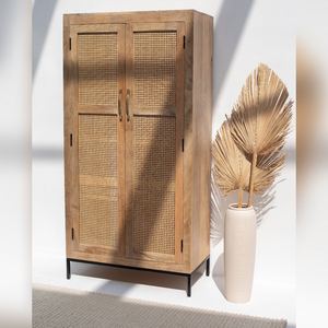 Armario de Madera de Ratán Vandana Vesta Optima, Mueble de Almacenamiento Moderno con Diseño Tejido Natural - Product Image 2