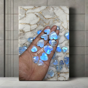 Blue Moonstone Cabochon High Quality Natural Loose Gemstone Heart Size Shape Lot <b>Rainbow</b> Power High-Potency for Jewellery <b>Light</b> - Product Image 1