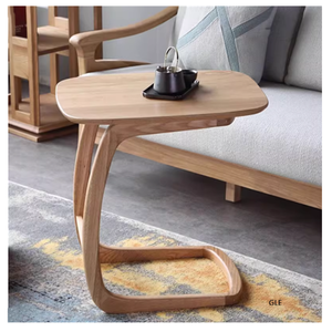 Oval Top Wooden Drink Table with Sturdy Pedestal Base Compact <b>Space</b> <b>Saving</b> Accent Stand for Bedroom Living Room Use - Product Image 5