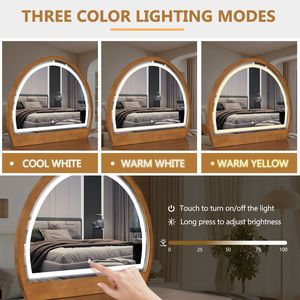 Tocador de maquillaje Espresso de 39 pulgadas con pantalla táctil, espejo iluminado y cajón, tocador de dormitorio - Product Image 4