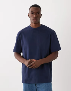 Camiseta de hombre de manga corta, estilo casual, cuello redondo, de algodón, color liso, tejido de punto. - Product Image 1