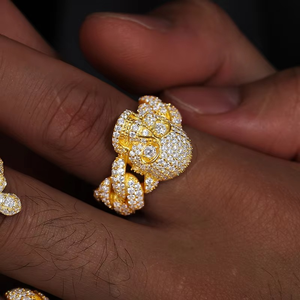 Skull Head Rope Band Moissanite Diamond <b>Ring</b> 925 Silver Iced Out Mens Hip Hop <b>Statement</b> <b>Ring</b> - Product Image 3