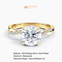 Bague de fiançailles en or à coupe ronde, bande torsadée, bijoux de mariée, cadeau pour femme, alliance