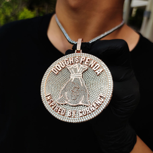 Pendentif rond en moissanite et diamant, collier en argent 925, style hip-hop, bijoux sertis de pierres - Product Image 6