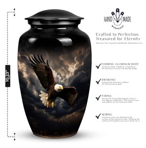 โกศบรรจุอัฐิรูปนกอินทรีพร้อมดีไซน์เมฆฝน สำหรับบรรจุอัฐิของผู้ใหญ่ ใช้สำหรับงานศพและตกแต่ง - Product Image 2