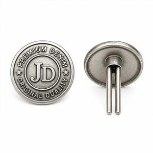 Alloy Metal Two Prong Jeans <b>Button</b> with Custom Brand Logo for Heavy Duty Denim Apparel - Product Image 2