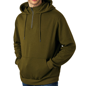 OEM ODM Embroidered Quarter Zipper Hoodie Custom Logo 100% Cotton Fleece <b>Fabric</b> Premium Quality Sportswear Wholesale Supplier - Product Image 3