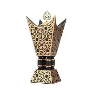 Mabkhara de luxe en bois avec incrustations géométriques, brûleur d'oud arabe traditionnel avec mosaïque style nacre et bordure argentée cloutée - Product Image 2