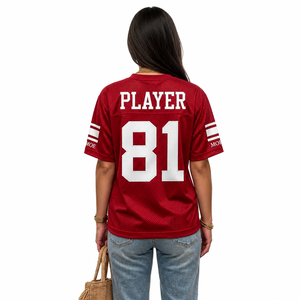Maillot de football américain Y2K, col en V court, manches courtes, en mesh marron, numéro blanc, nom du joueur imprimé, streetwear personnalisé, haut de sport - Product Image 2