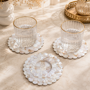 Premium Handmade Mother of Pearl Shell Coaster Set For Home Restaurant Gift Modern Luxury Coffee Tea Beverage Table Accessories - Product Image 1