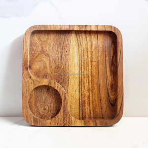 Restaurants African Large <b>Small</b> Acacia Wood Flat <b>Desk</b> Names Teak Sushi Food Dinner Plate Tray Wooden Plates for Food 10"x10" - Product Image 4