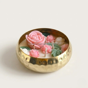 Modern Metallic Ruffle Votive – <b>Hand</b>-<b>Cast</b> Gold Sculptural Candle Holder for Home Art - Product Image 1