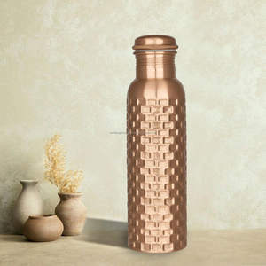 Bouteille d'eau en cuivre pur en métal avec avantages pour la santé ayurvédique bouteille d'eau en cuivre pour le sport, les voyages, le yoga - Product Image 2